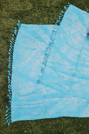 Turkish Cotton Waffle Beach Towel - Blue