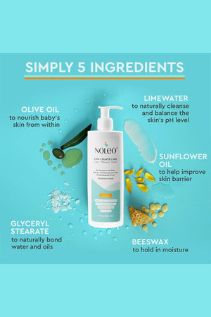 NOLEO DUO: 3-in-1 Diaper Rash Cream & Large Cotton Pads | Bundle