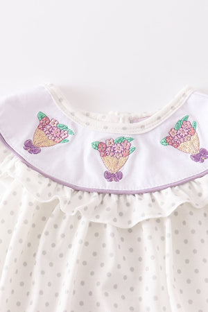 Luna's White Floral Embroidered Girl Bubble