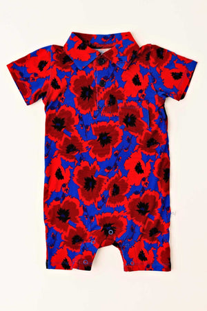 Poppies Polo Romper - Bamboo