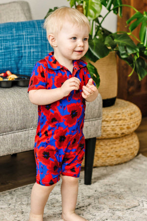 Poppies Polo Romper - Bamboo