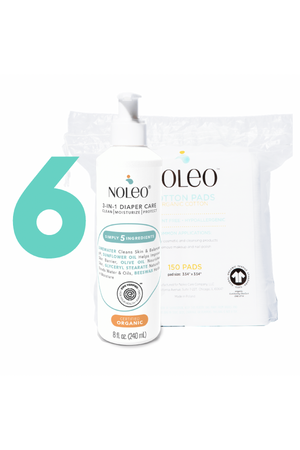 NOLEO DUO: 3-in-1 Diaper Rash Cream & Large Cotton Pads | Bundle