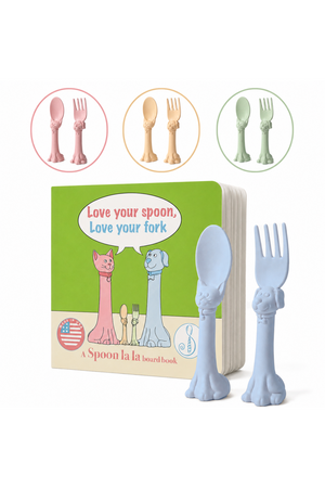 Spoon la la Toddler Spoon & Fork + Board Book Gift Set