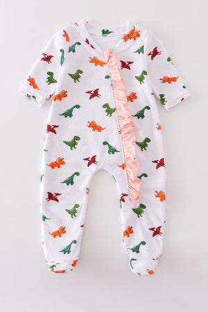 Dinosaur print baby girl sleepsuit  | Cotton