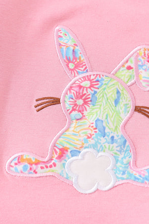 Evie's pink lily bunny applique ruffle girl set