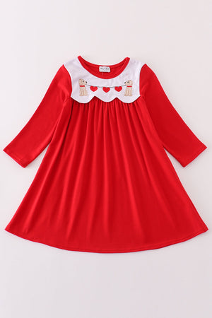 Baby & Toddler Girl Red Valentine Puppy Embroidered Dress