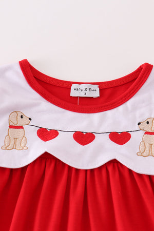 Baby & Toddler Girl Red Valentine Puppy Embroidered Dress