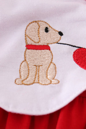 Baby & Toddler Girl Red Valentine Puppy Embroidered Dress