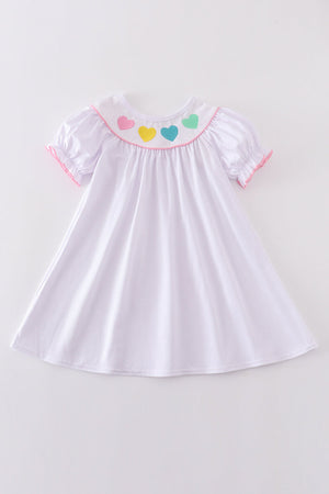 Valentine's Day Heart Embroidered Girl Dress