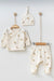 Olive Print Baby Long-Sleeve Pants | 100% Cotton | Gift Set