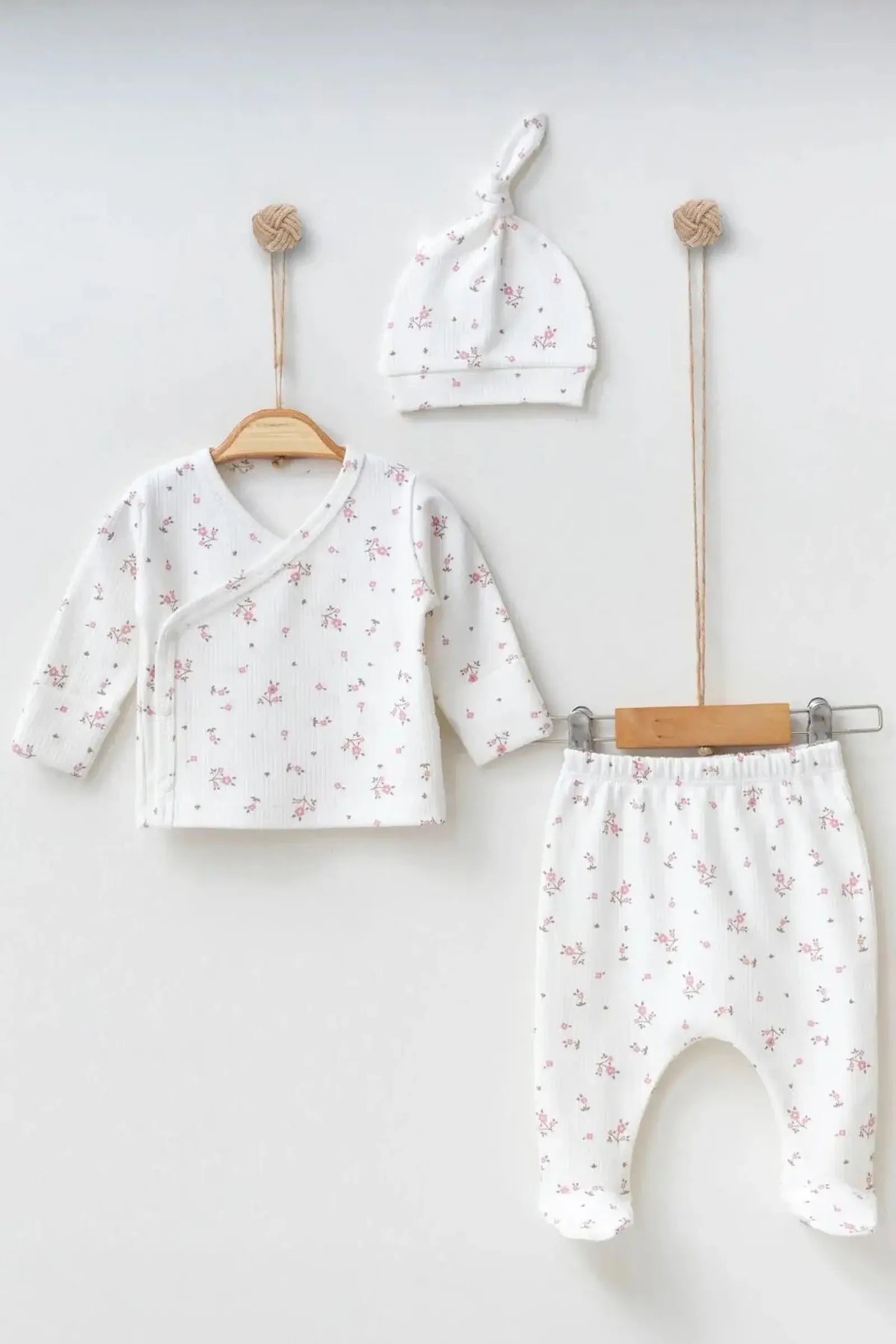 Floral Baby Long-Sleeve Pants | 100% Cotton | Gift Set