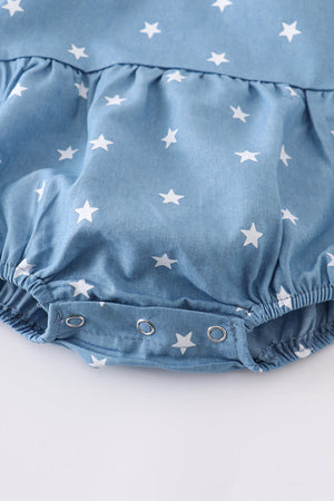 Luna's Blue Star Pom Pom Girl Romper - Baby Essentials