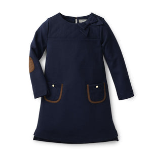 Organic Cotton Quilted Ponte Riding Baby Dress, Navy