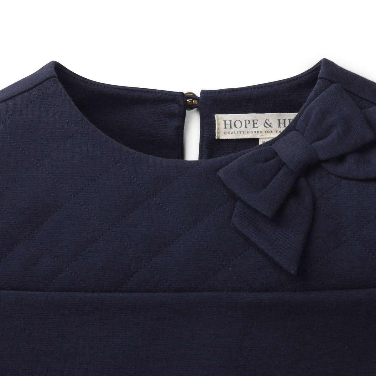 Organic Cotton Quilted Ponte Riding Baby Dress, Navy
