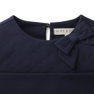 Organic Cotton Quilted Ponte Riding Baby Dress, Navy
