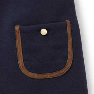 Organic Cotton Quilted Ponte Riding Baby Dress, Navy