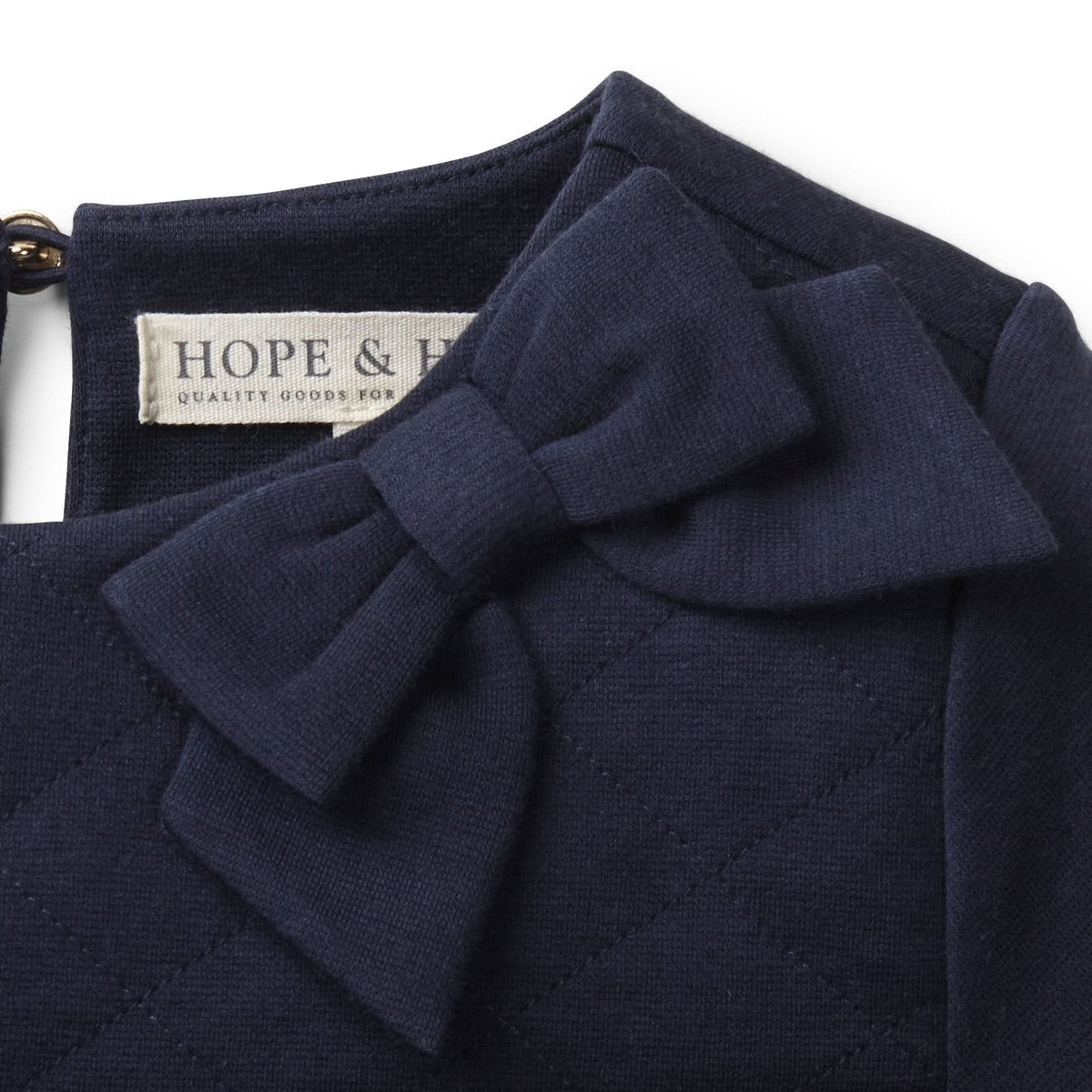 Organic Cotton Quilted Ponte Riding Baby Dress, Navy