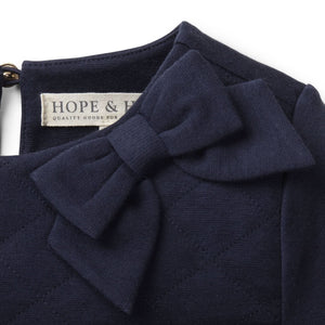 Organic Cotton Quilted Ponte Riding Baby Dress, Navy