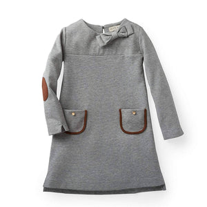 Organic Cotton Quilted Ponte Riding Baby Dress, Gray