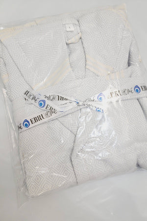 Organic Turkish Cotton Unisex Robe with Pockets - Light Gray