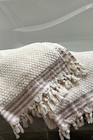Organic Turkish Cotton Pom Pom Bath Towels - Ivory