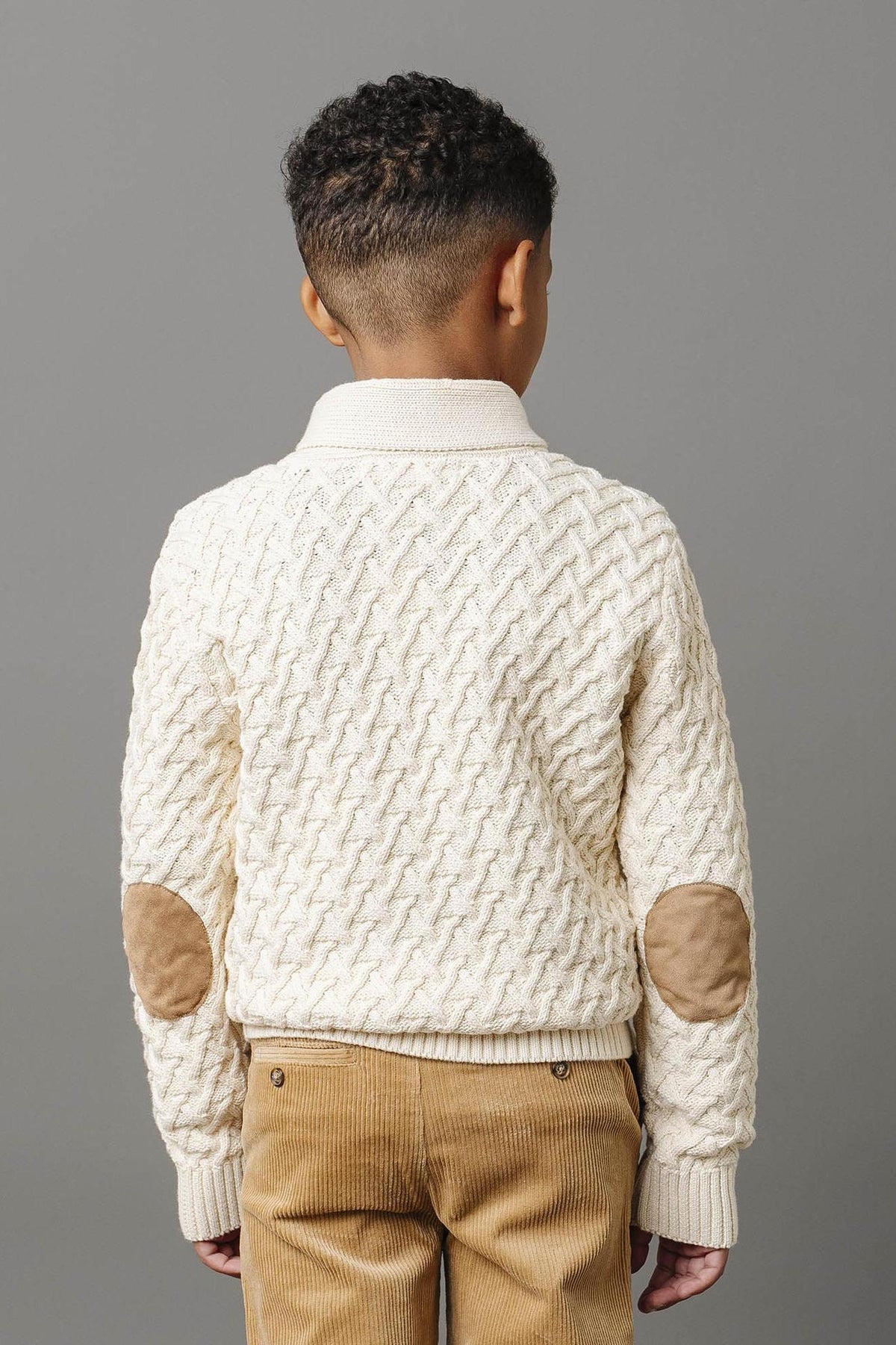 Hope & Henry Shawl Collar Organic Cotton Cable Sweater
