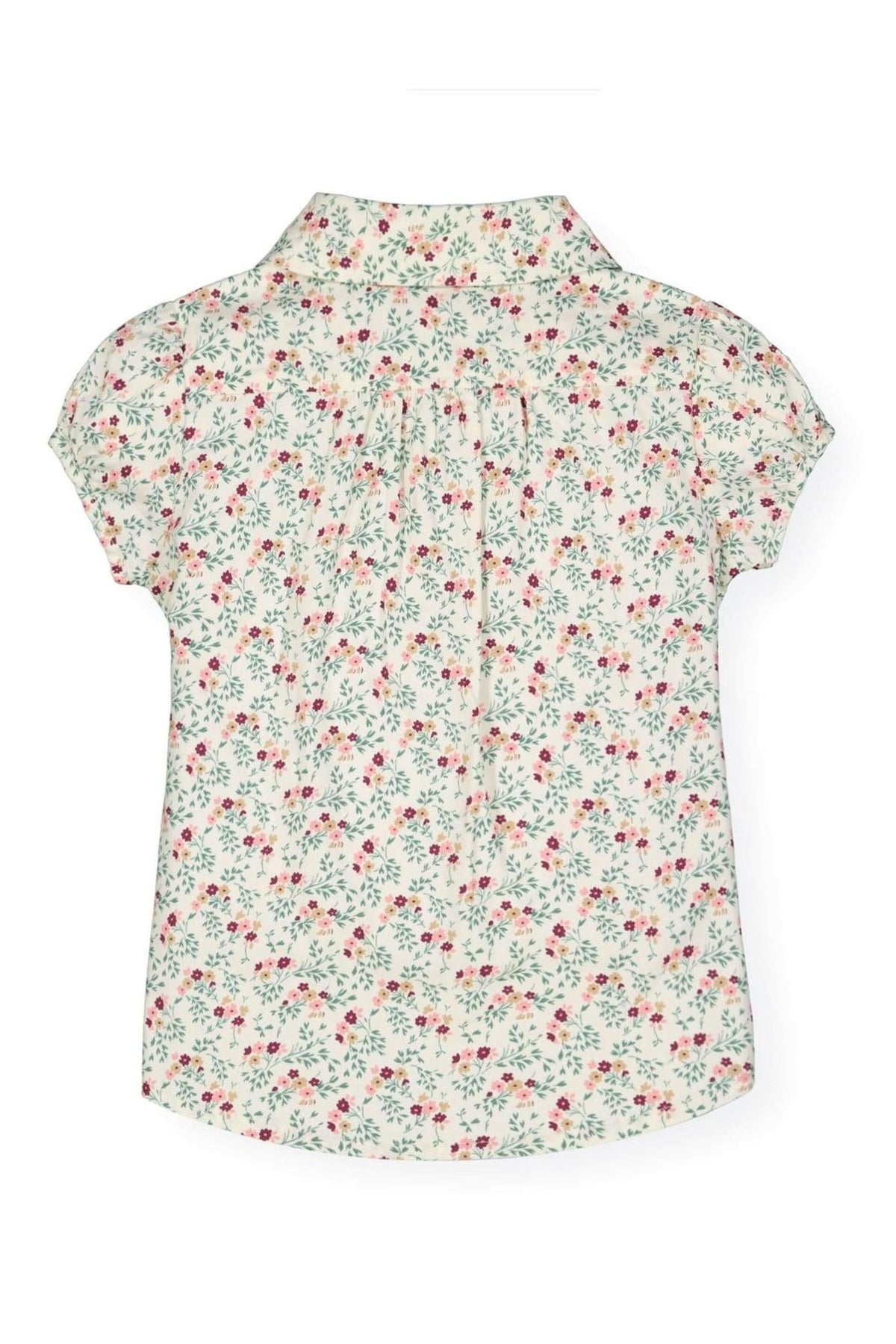 Hope & Henry Organic Cotton Ruffle Front Shirt with Puff Sleeves for Baby Girls, Ivory Fall Floral