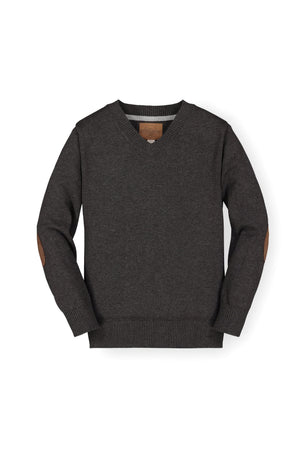 Hope & Henry Fine Gauge V-Neck Sweater with Elbow Patches