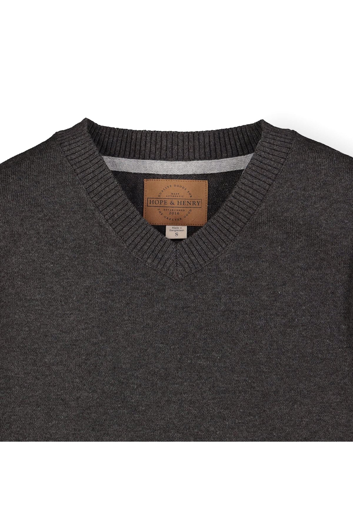 Hope & Henry Fine Gauge V-Neck Sweater with Elbow Patches