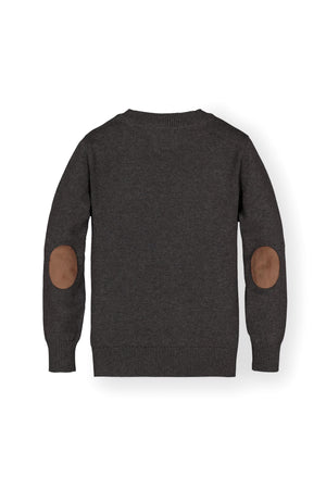 Hope & Henry Fine Gauge V-Neck Sweater with Elbow Patches