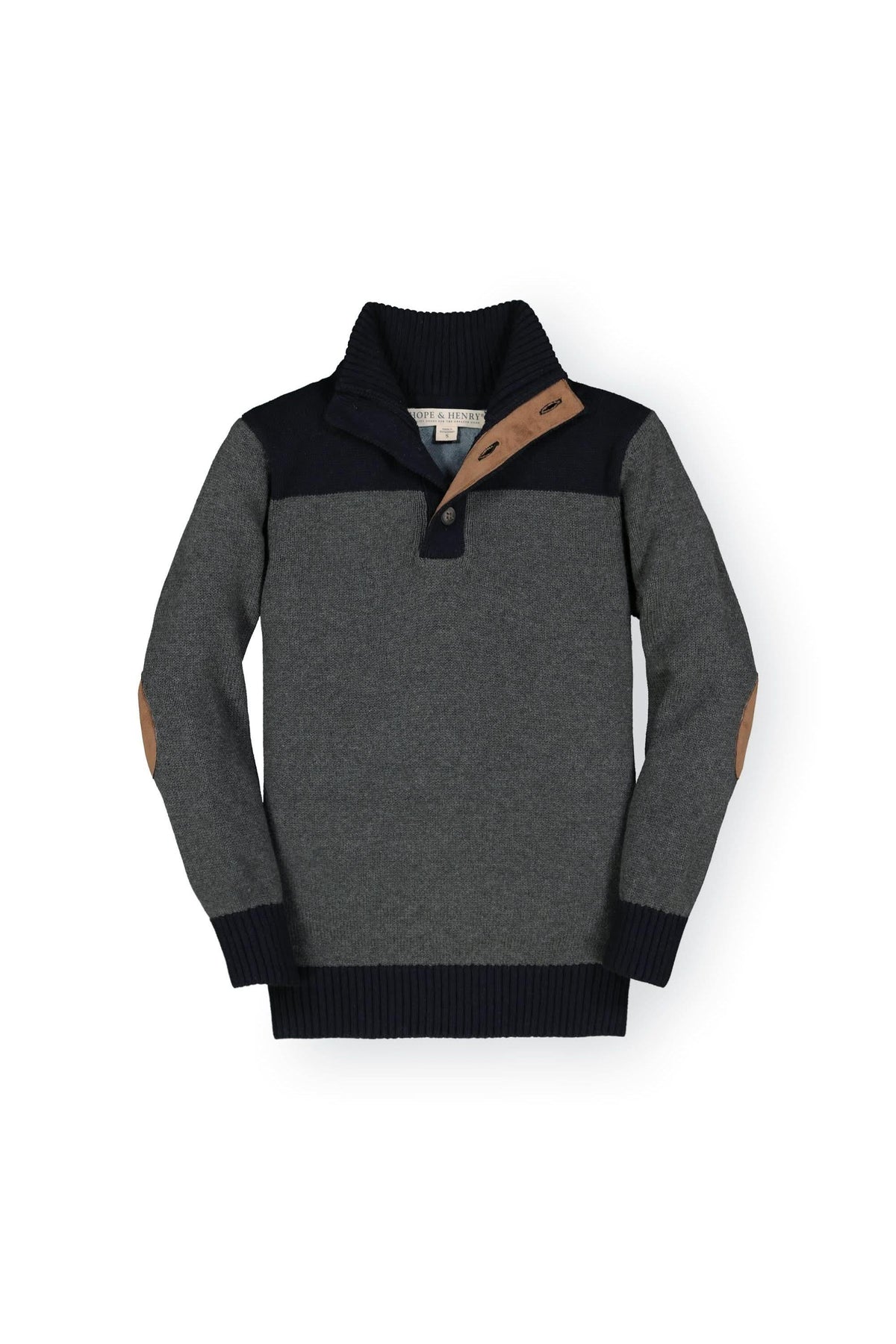Organic Cotton Contrast Sweater with Elbow Patches