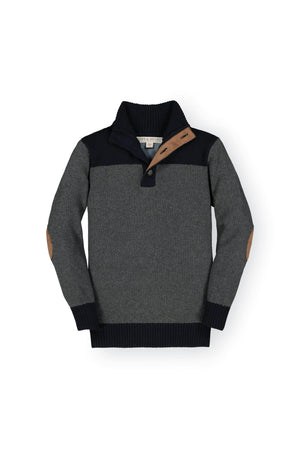 Organic Cotton Contrast Sweater with Elbow Patches