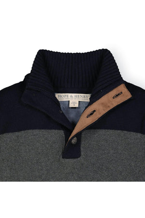 Organic Cotton Contrast Sweater with Elbow Patches