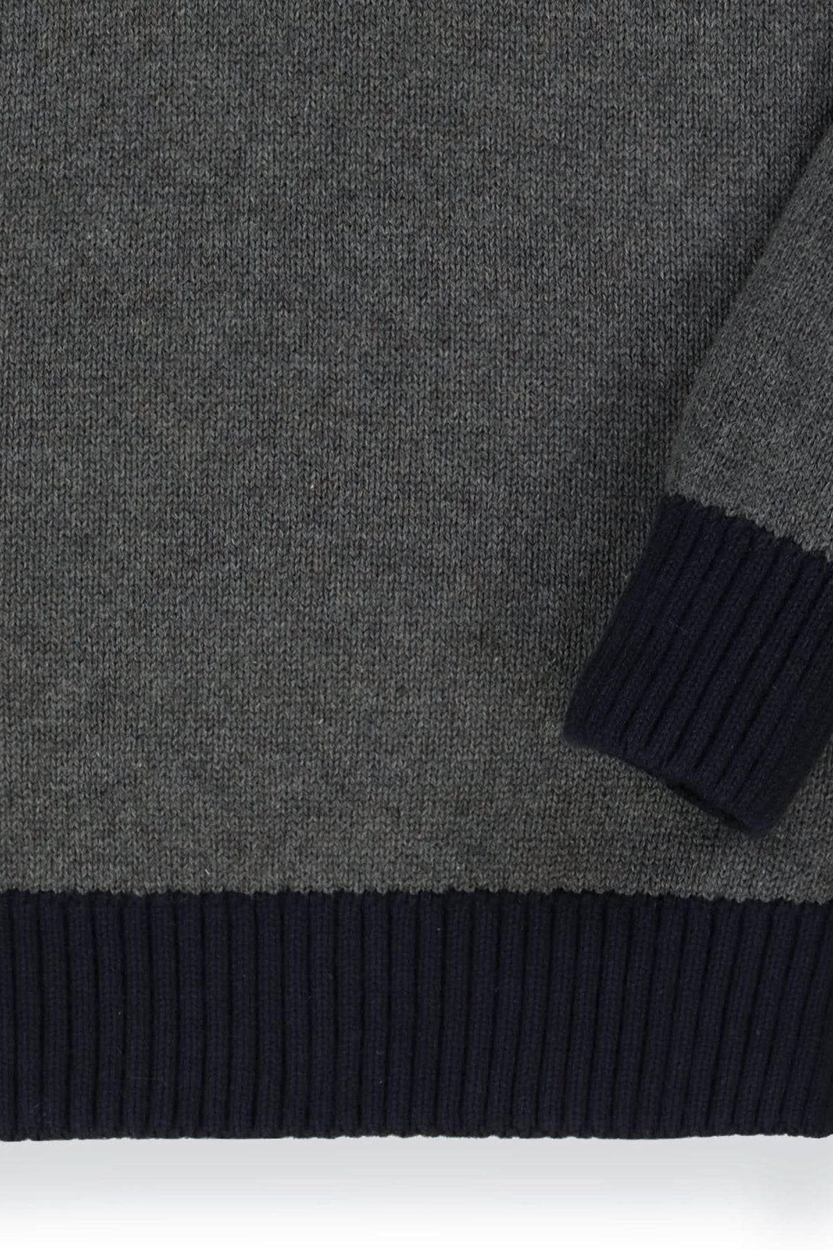 Organic Cotton Contrast Sweater with Elbow Patches