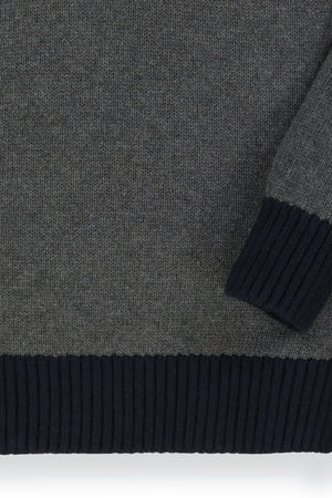 Organic Cotton Contrast Sweater with Elbow Patches
