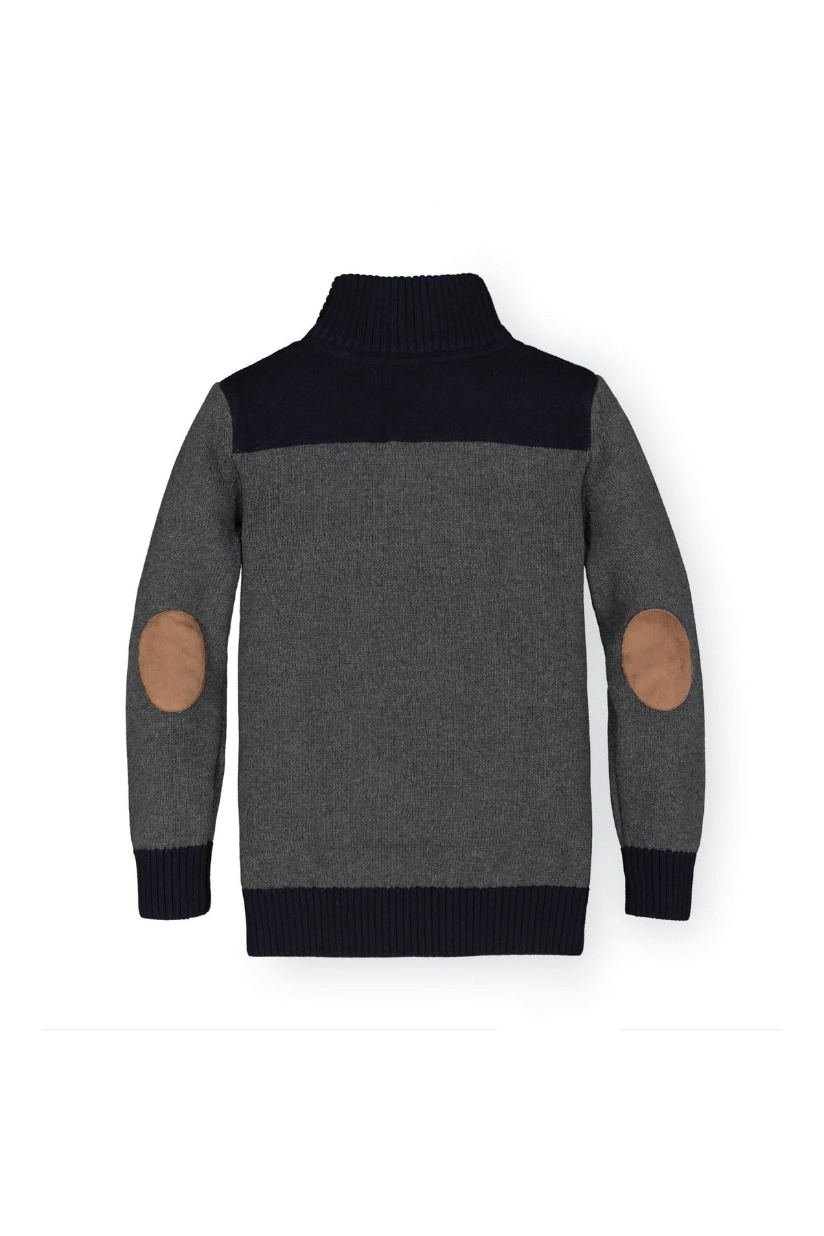 Organic Cotton Contrast Sweater with Elbow Patches
