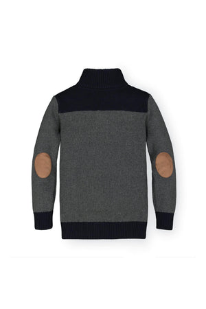 Organic Cotton Contrast Sweater with Elbow Patches