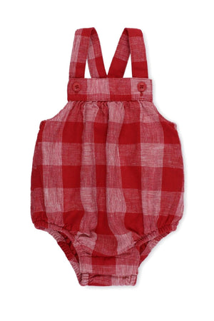 Hope & Henry Organic Cotton Seersucker Bubble Romper, Red Pencil Check, Baby