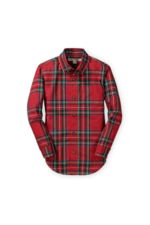 Organic Cotton Stretch Poplin Shirt, Red Holiday Tartan, Sizes 2T-18, Family Matching