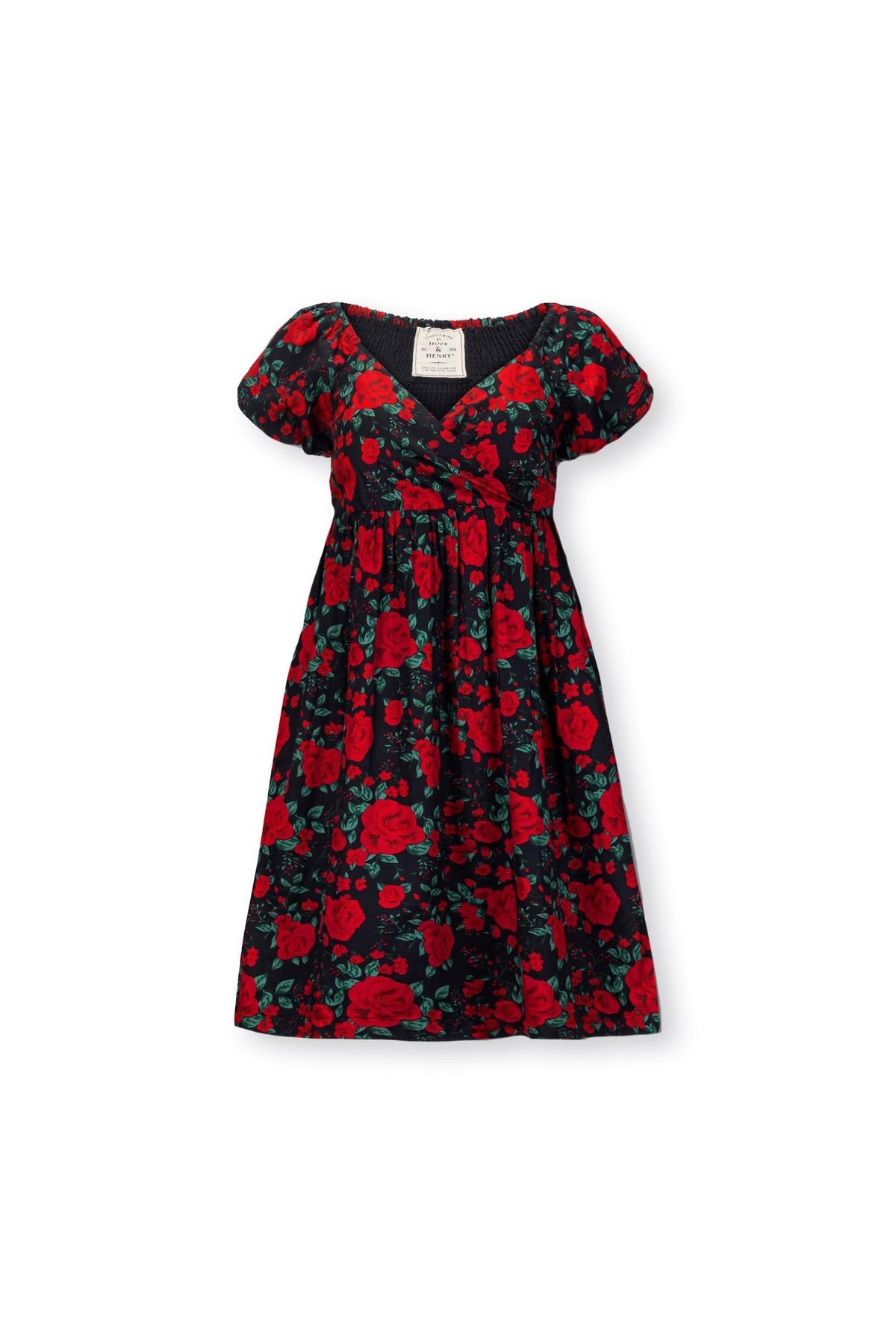 Hope & Henry Puff Sleeve Crossover Dress