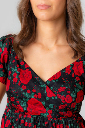 Hope & Henry Puff Sleeve Crossover Dress