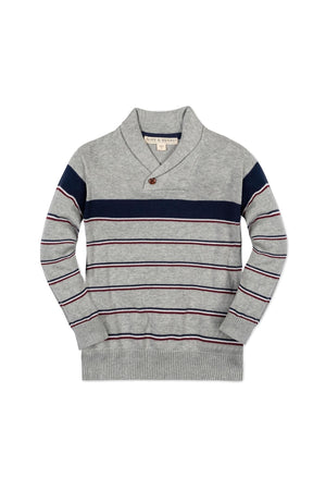 Hope & Henry Organic Cotton Shawl Collar Sweater for Baby Boys, Gray