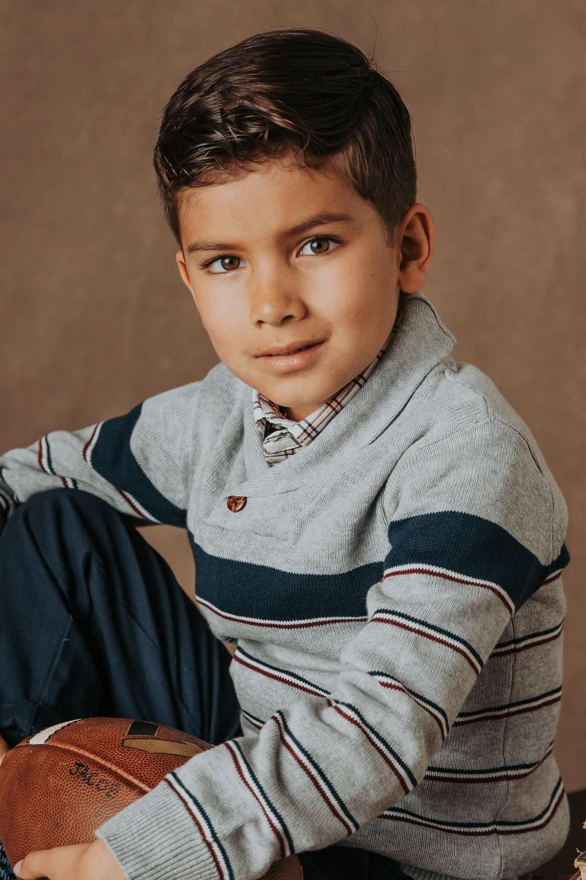 Hope & Henry Organic Cotton Shawl Collar Sweater for Baby Boys, Gray