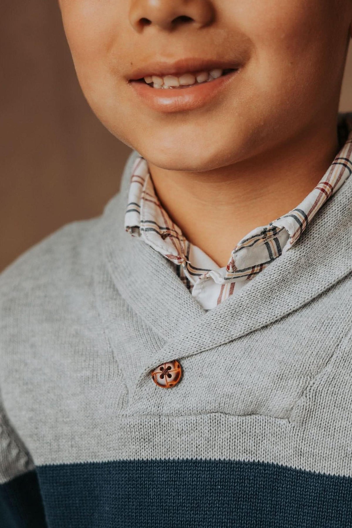 Hope & Henry Organic Cotton Shawl Collar Sweater for Baby Boys, Gray