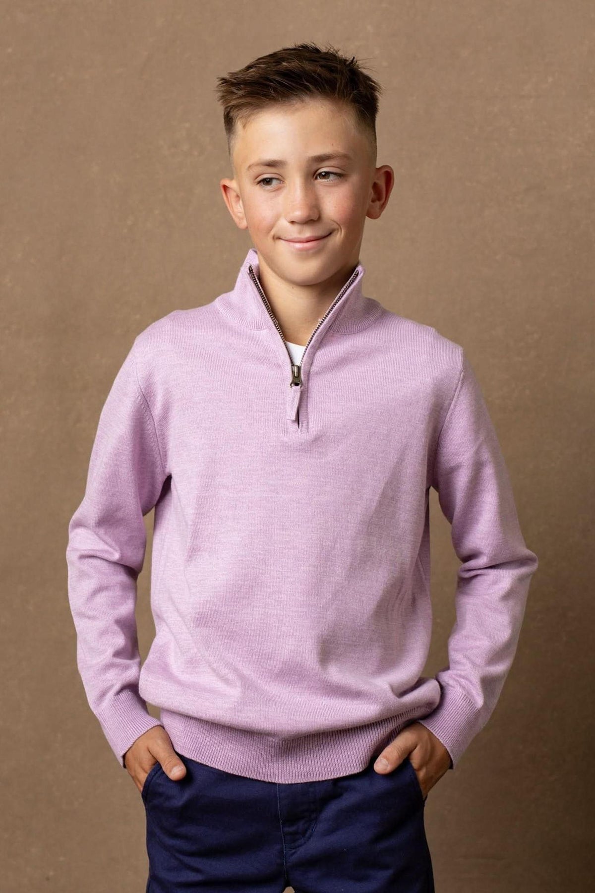 Hope & Henry Organic Cotton Fine Gauge Half Zip Sweater