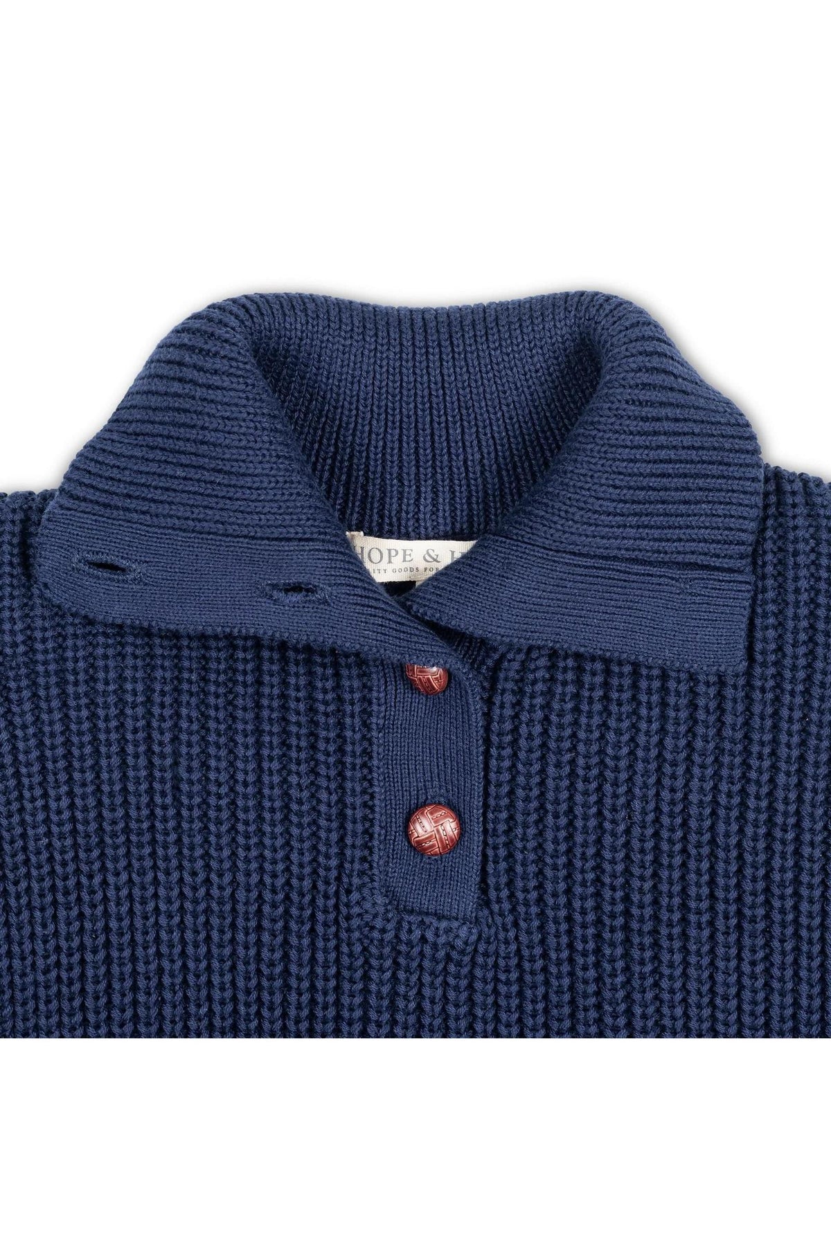 Hope & Henry Organic Cotton Spread Collar Sweater for Girls, Navy, 6-12