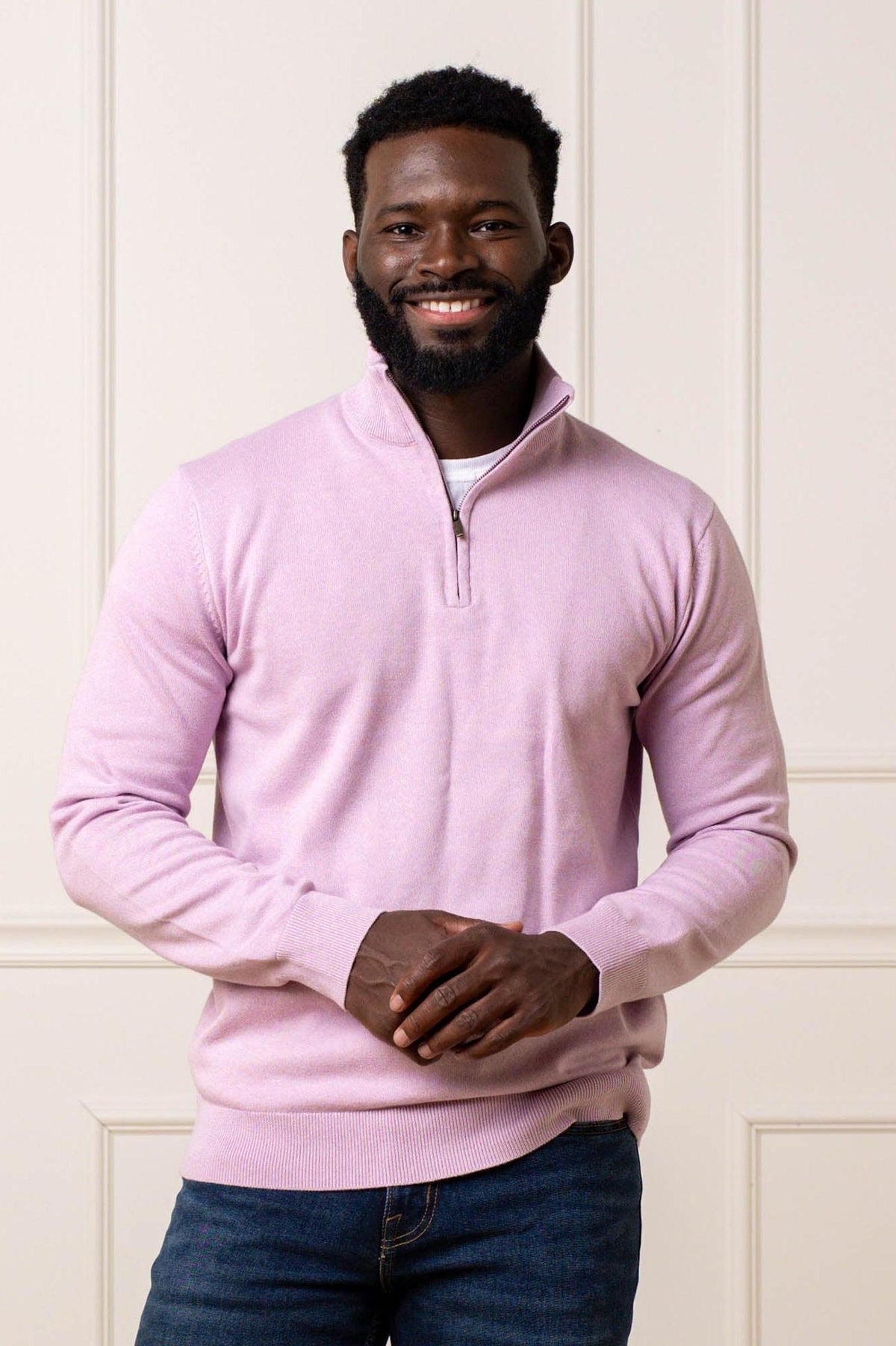 Organic Cotton Fine Gauge Half Zip Sweater
