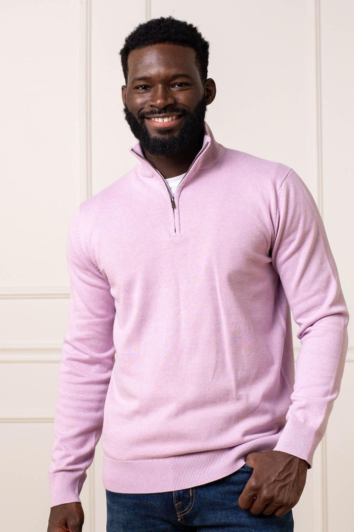 Organic Cotton Fine Gauge Half Zip Sweater