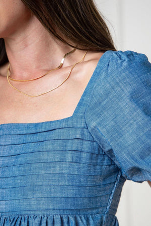 Hope & Henry Organic Cotton Ruched Chambray Dress