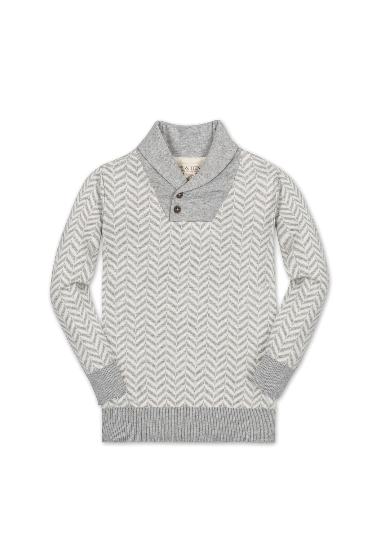 Hope & Henry Organic Cotton Intarsia Shawl Collar Sweater